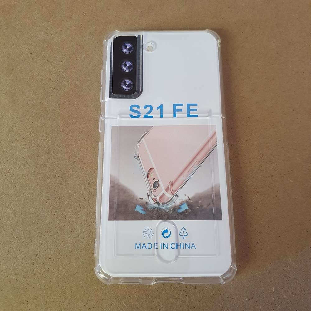 Soft TPU Clear Case With Card Slot - For Samsung S21 FE - mosaccessories